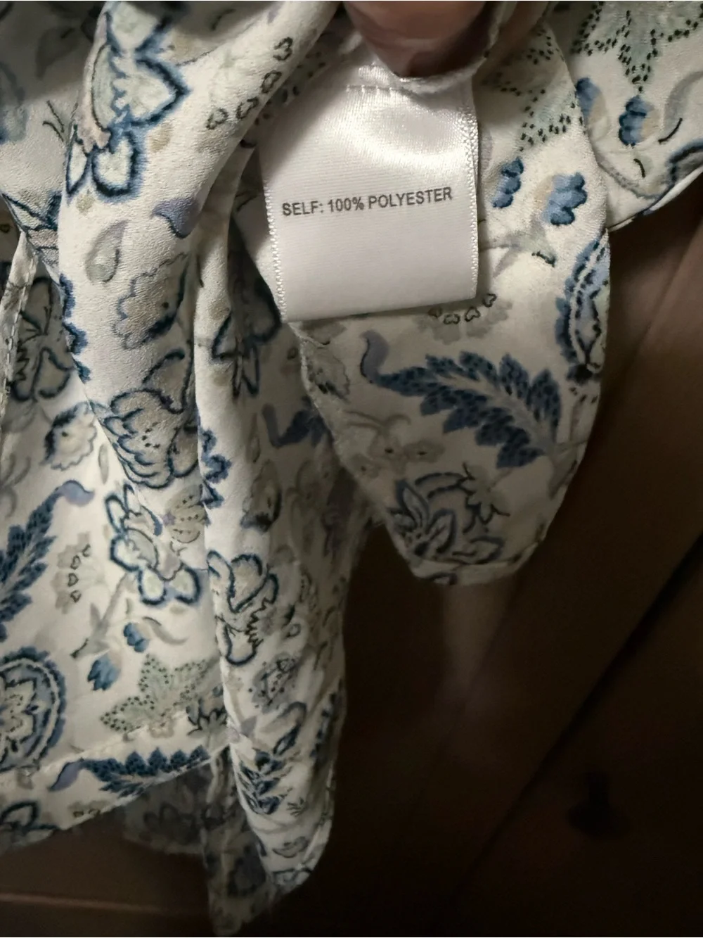 Rose & Olive Cream and Blue Floral Short Sleeve Button-Front Shirt - Picture 4 of 4